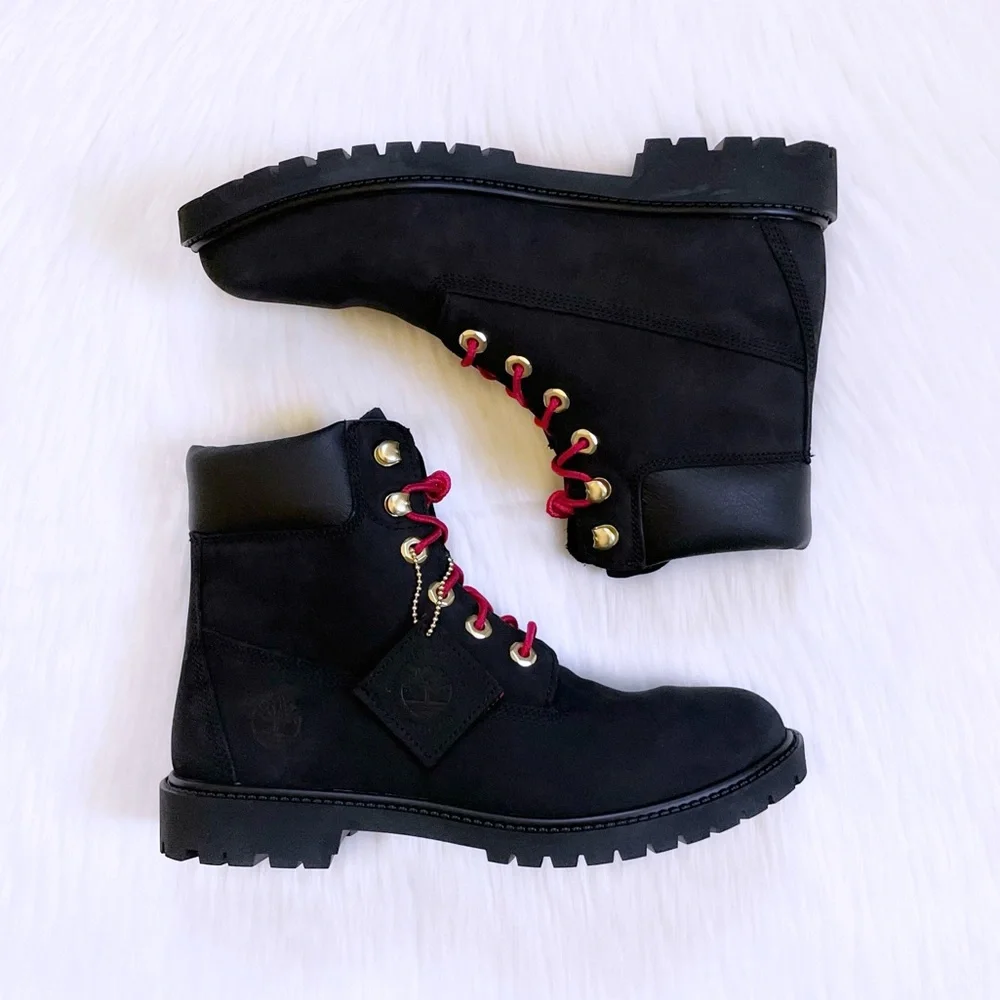 Timberland Women’s Heritage 6 Inch Waterproof Black Boots - Picture 6 of 7